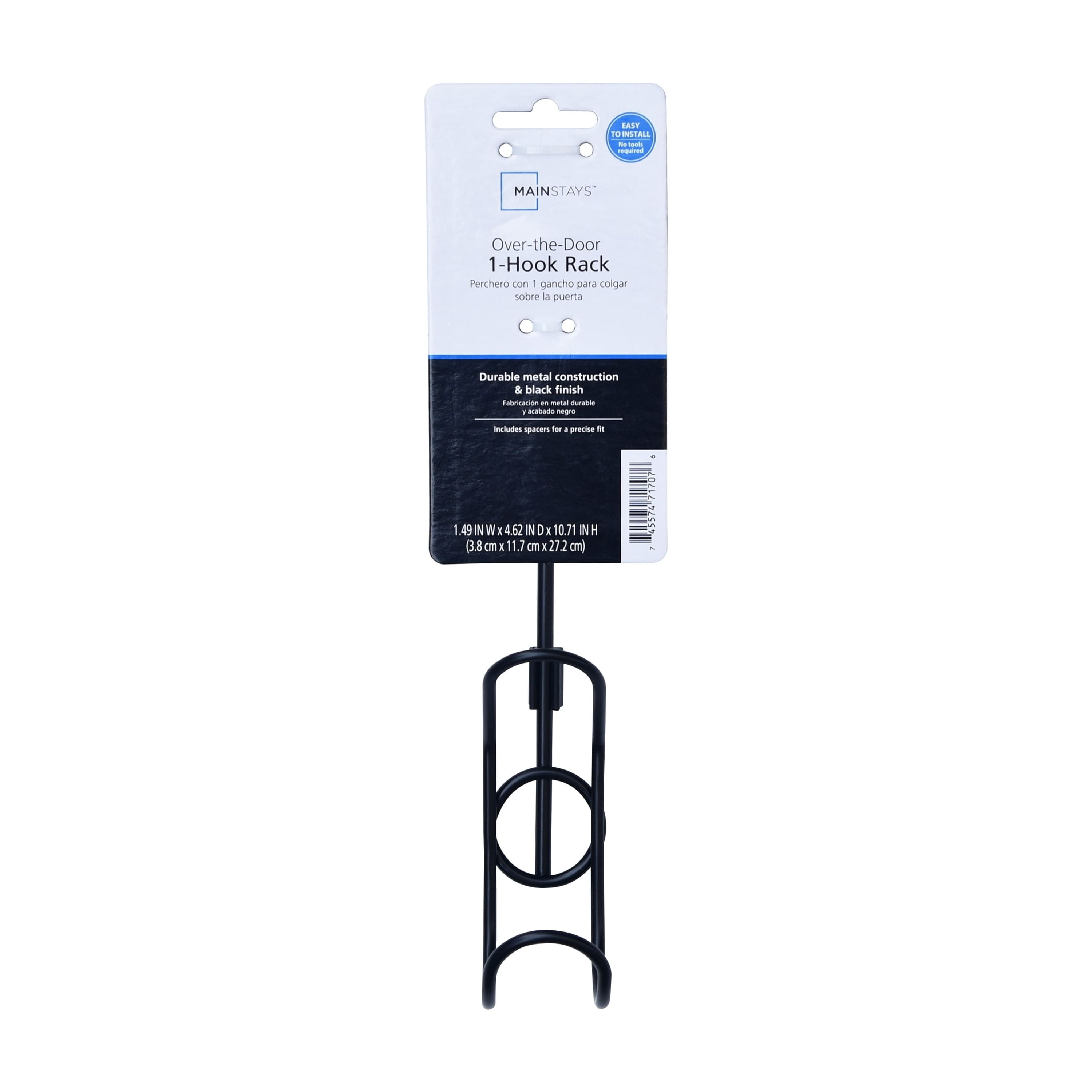 Mainstays Over-the-Door Single Towel Hook, Black, 1 Pack