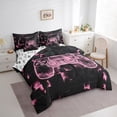 thumbnail image 3 of jejeloiu 3D Console Gamer 7pcs Bedding Comforter Set,Modern Video Game Queen Bedding Sets,Pink Black Queen Sheet Sets For Boy,Super Cozy Room Decor Reversible, 3 of 8
