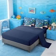thumbnail image 5 of Manfei Cartoon Underwater World Bedding Comforter Set for Kids Boys and Girls, Ocean Fish King Bedding Sets, Navy Reversible 7 Pieces, 5 of 6