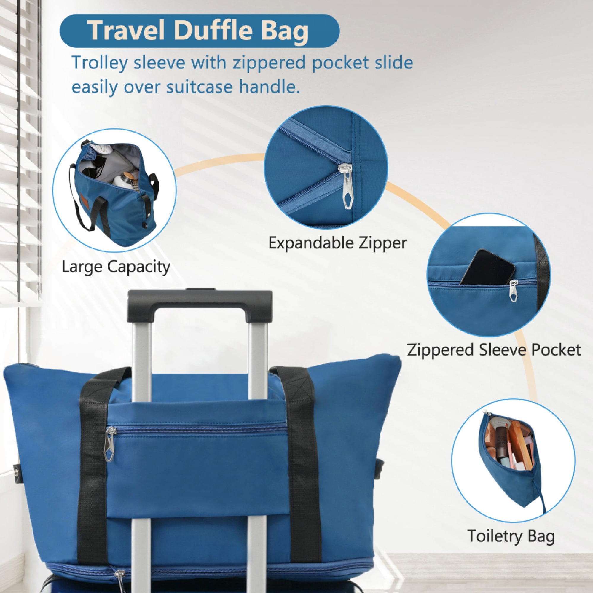 20 Inch 3-Piece Carry On Luggage Set - Lightweight ABS Hardshell Suitcase with Spinner Wheels for Business Travel & Weekend Getaways,Blue