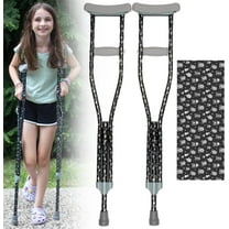 My Crutches-Fashion Designed Colored Youth Junior Crutches for Kids/Teens/Adults w Adjustable Handgrip & Length  Lightweight  Durable Aluminum w Underarm Padding (Crossbones  Heights 5'2" to 5'10")