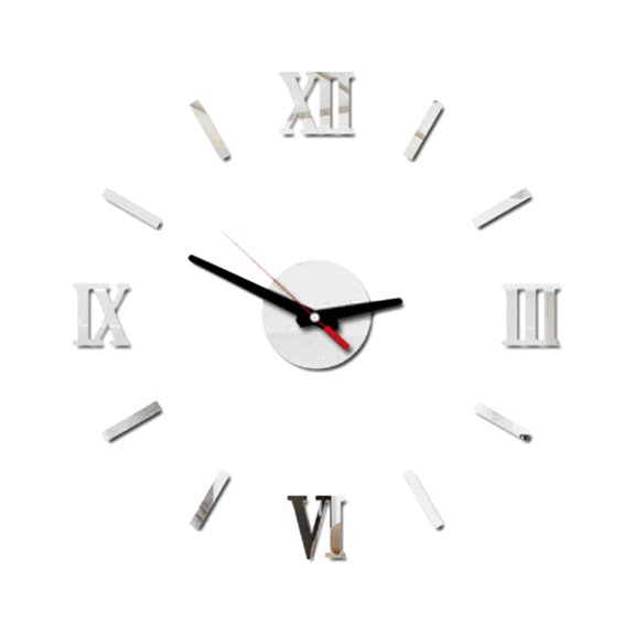 FOMIYES 1Pack Wall Clock Round Shaped Silent Movement For Living Room Silver Decor
