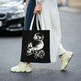 thumbnail image 2 of DouZhe Reusable Grocery Bags, Death Skeleton Skull Rose Lightweight Polyester Canvas Cloth Tote Bag for Travle Gym Shopping School, 15" x 16", 2 of 7
