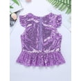 thumbnail image 4 of JanJean Girls Sequins Dance Tops Ruffled Sleeves Crop Tank Tops Modern Jazz Latin Dance Stage Performance Blouse Shirts Lavender 10, 4 of 7