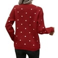 thumbnail image 4 of Wutalume Women's Casual Polka Dot Jacquard Round Neck Pullover Long Sleeve Sweater Top, Printed Knit Design, Stylish Top for Fun Outfits,Hot Pink L, 4 of 4