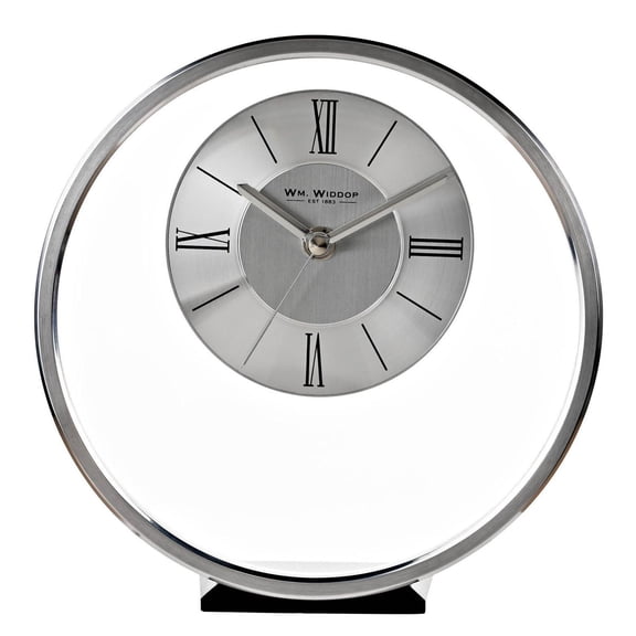 Wm.Widdop Round Silver Mantel Clock