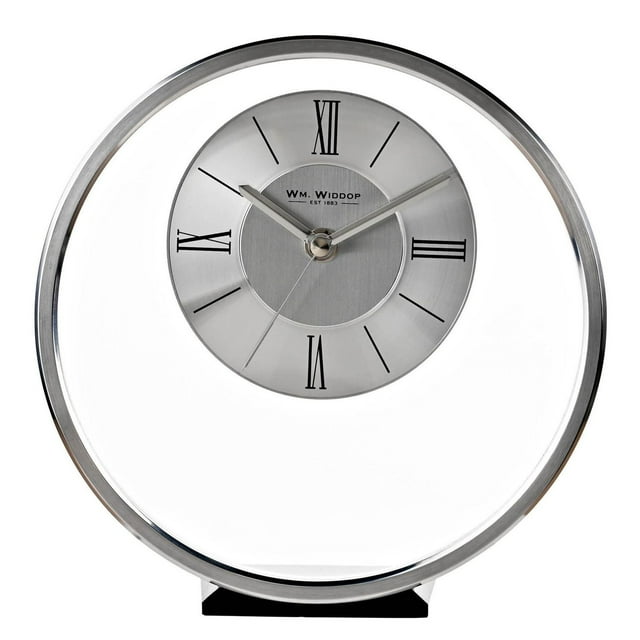 Wm.Widdop Horloge Ronde Argentée pour Manteau de Foyer