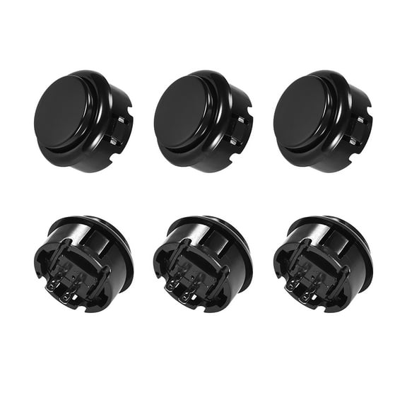 30mm Mounting Hole Momentary Game Push Button Switch  for Arcade Video Games Black, 6pcs