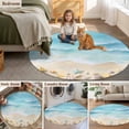 thumbnail image 6 of Beach Ocean Round Living Room Rugs 7 ft, Abstract Gradient Teal Ocean Colorful Sea Star Shells Washable Area Rug with Non-Slip Sturdy Edge Binding Round Carpet for Kitchen Office Bedroom, 6 of 9