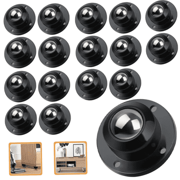 16 Pcs Self Adhesive Caster Wheels,Self Sticky Caster Wheels for Small Appliance Furniture,Storage Box,Trash Can,Black