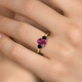 thumbnail image 4 of Gem Stone King 1.89 Ct Oval Red Created Ruby Black Diamond 18K Yellow Gold Plated Silver Ring, 4 of 6