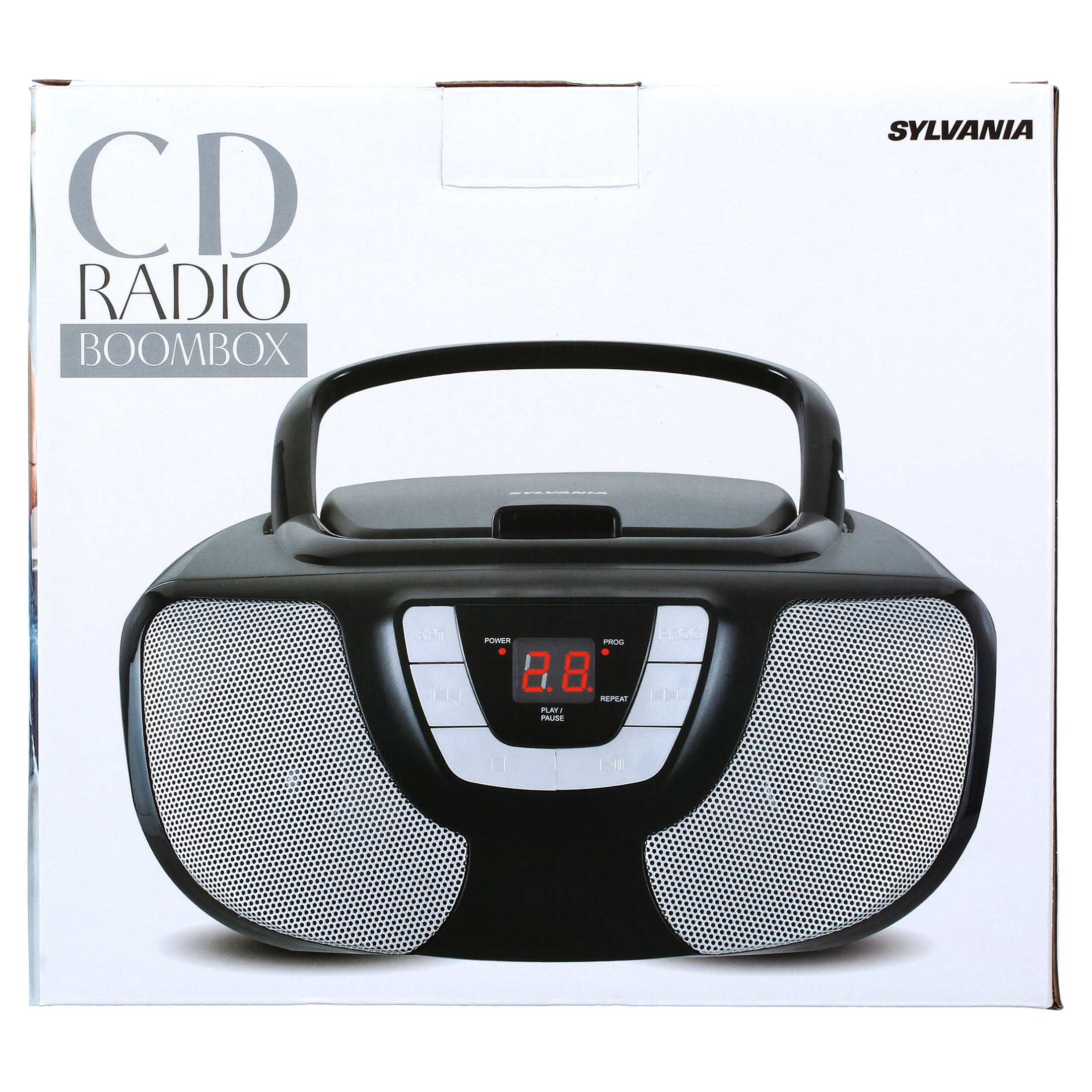 Sylvania SRCD1025 Portable CD Radio Boombox - Red - Walmart.com