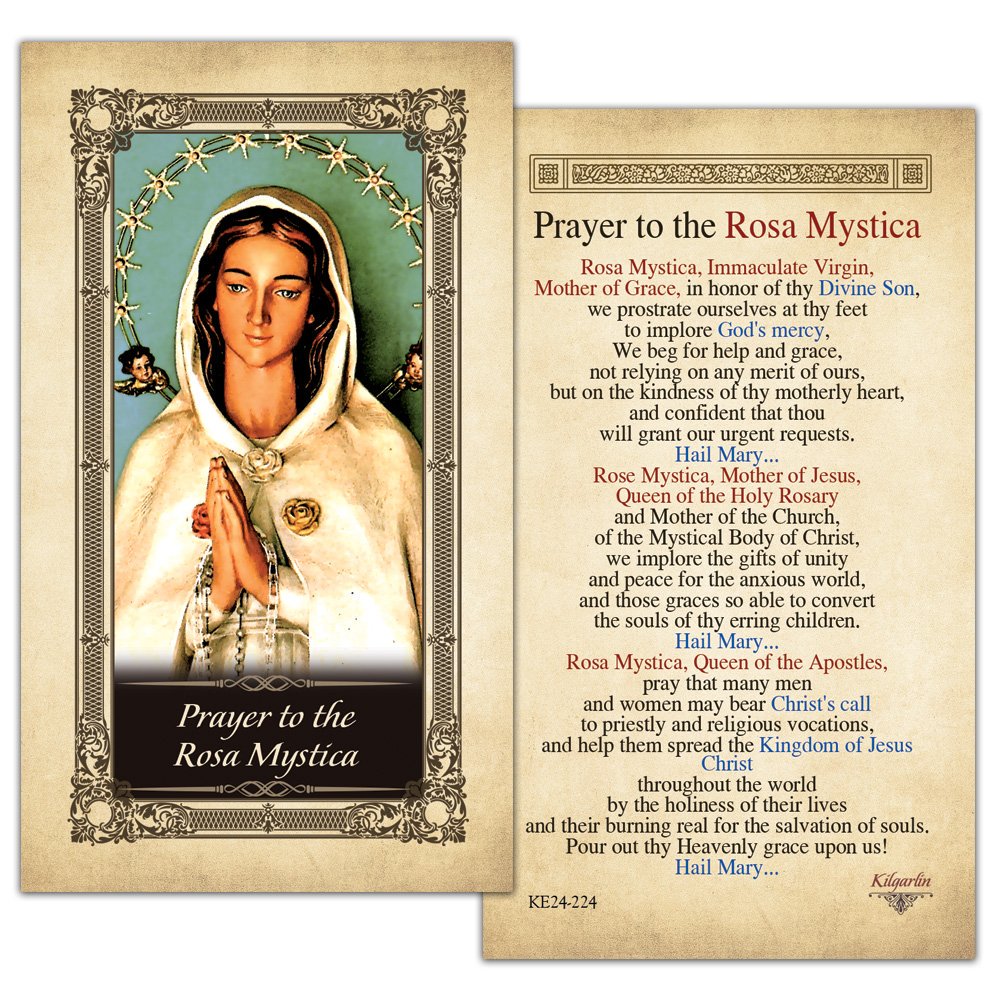 The Rosa Mystica Laminated Prayer Card