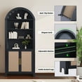 thumbnail image 2 of LEFHDA 71" Tall Bookshelf, Arched Bookcase with Doors, Mid-Century Modern 6-Tier Bookshelf with Storage, Rattan Open Display Storage Shelf Bookshelf for Living Room Bedroom & Classroom(Black), 2 of 7