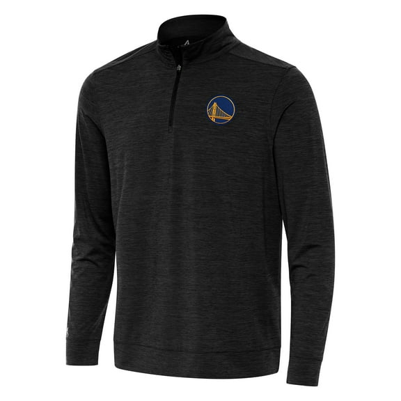 Men's Antigua Heather Black Golden State Warriors Bright Quarter-Zip Top