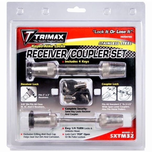 Trimax Locks Trailer Coupler Lock SXTM32 Barbell Type; Keyed Alike; Steel; Single; With 4 Keys