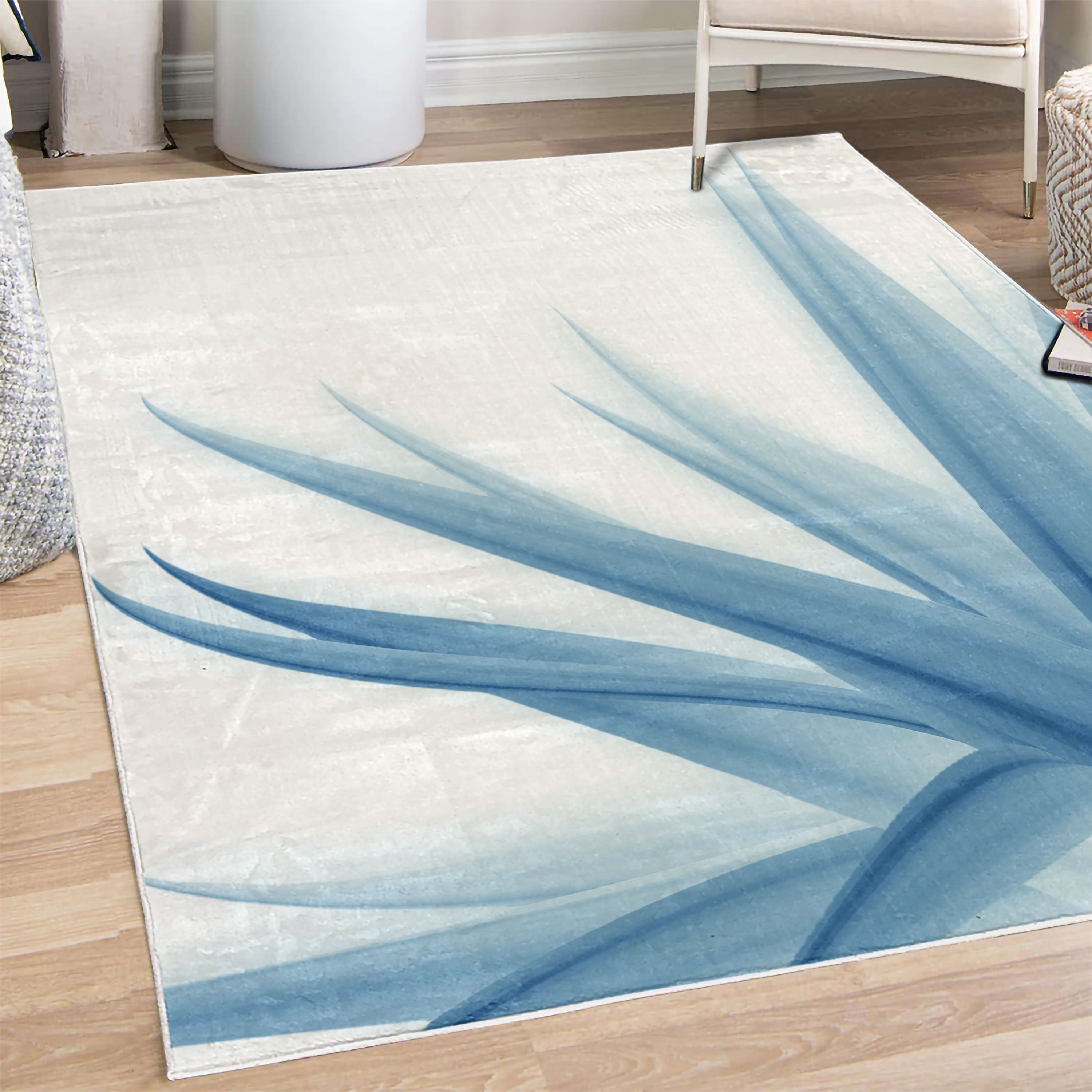Changed Rug Flower Decorative Rug, Ombre Color Change Style Leaves Water Colored ...