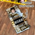 thumbnail image 2 of AOLOA Personalized Name Nap Mat for Toddlers, Custom Sleeping Bag with Pillow Case & Blanket for Kids Boys, Yellow Construction Vehicle Design Slumber Bags for Daycare, Preschool, Kindergarten, 2 of 8