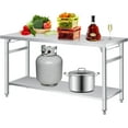 thumbnail image 1 of Folding Stainless Steel Single-Tier Workstation Table for Prep, Kitchen Island, 1 of 7