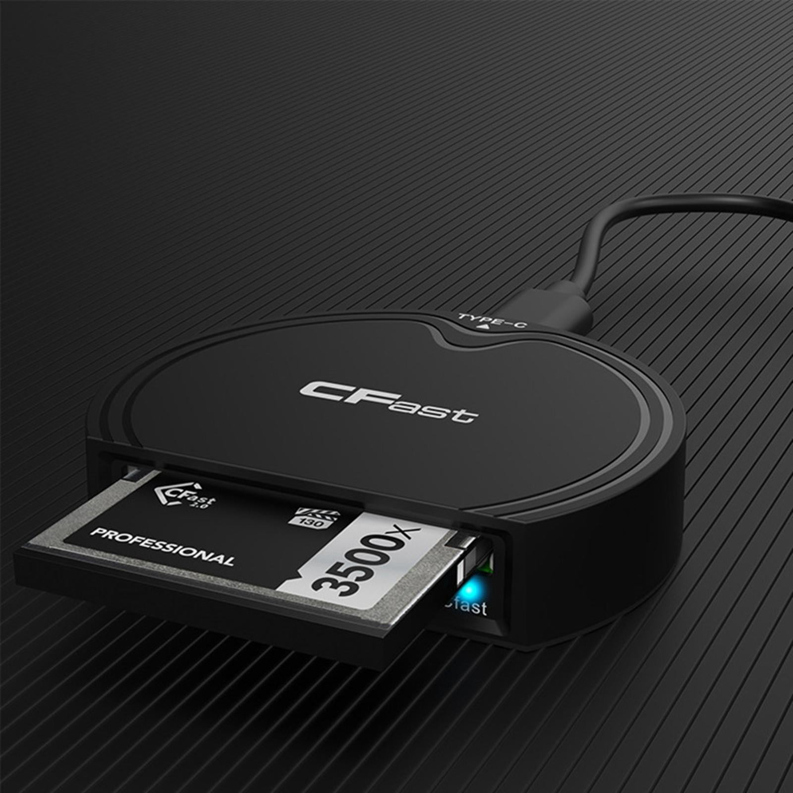 High-Speed USB3.2 Gen2 Card Reader 10Gbps, Supports CFast 2.0 & SD Cards for Video Editing and File Transfers