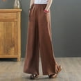 thumbnail image 4 of WCMZJ Womens Wide Leg Pull On Pants Cotton Linen Trousers Palazzo Lounge Pants Slacks Summer Casual Comfy Loose Pants, 4 of 4