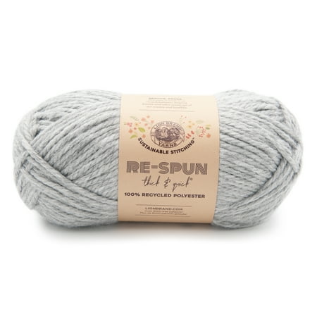 UPC: 0842093130437 | Lion Brand Yarn Re-Spun Thick & Quick Silver Super Bulky Recycled Polyester Gray Yarn 1 Pack