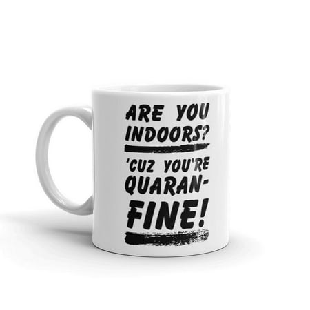 

Are You Indoors Cuz You re Quaran-Fine! Funny Coffee Tea Ceramic Cup Office Work Mug 11 Oz
