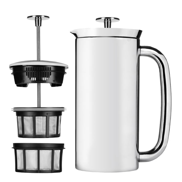 ESPRO - Prensa francesa P7 - Cafetera y tetera aislada de acero inoxidable de doble pared con microfiltro - Mantiene las bebidas calientes durante más tiempo, perfecta para el hogar (acero inoxidable