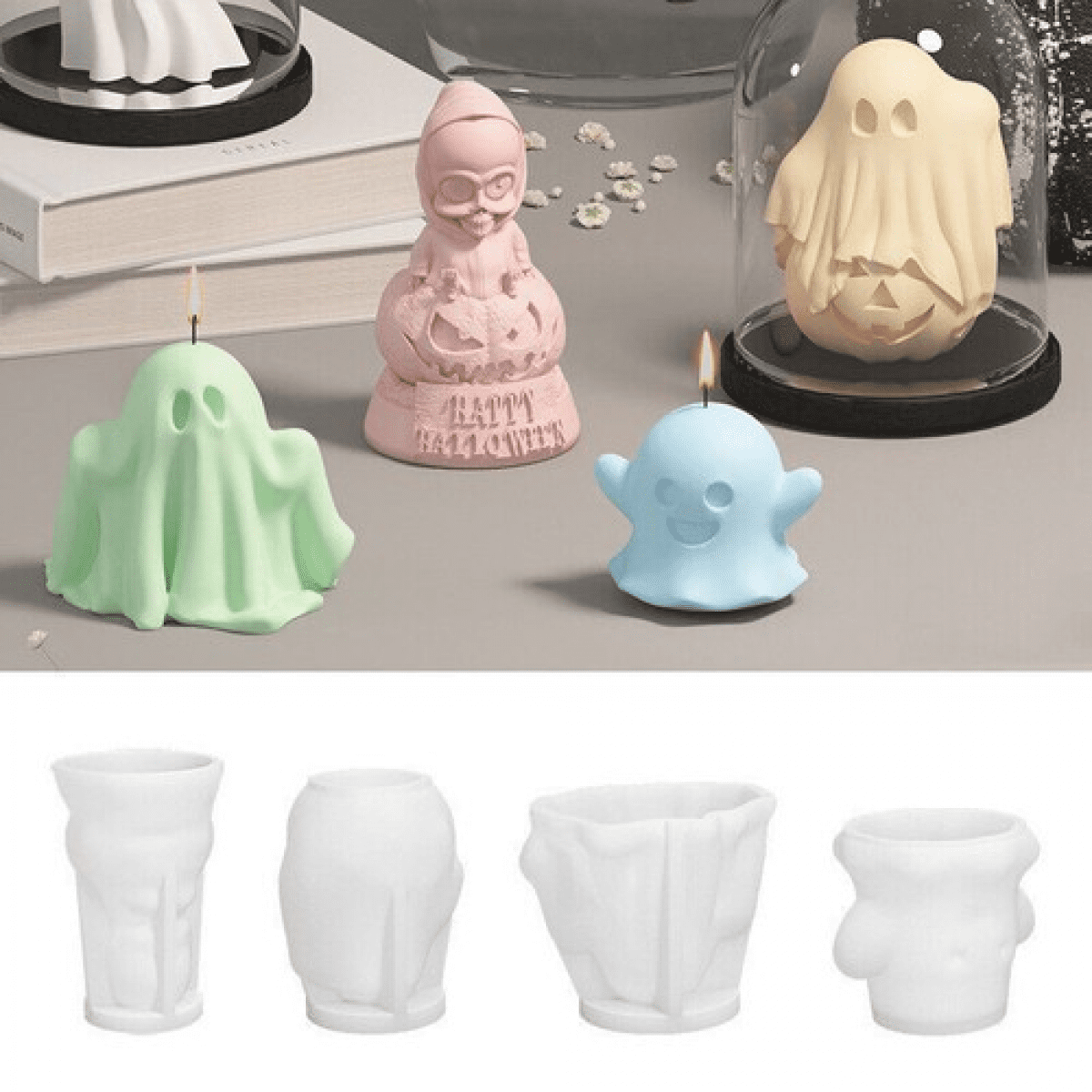 Halloween 3D Ghost Silicone Mold Epoxy Resin Ghost Mould Ghost Candle Mold