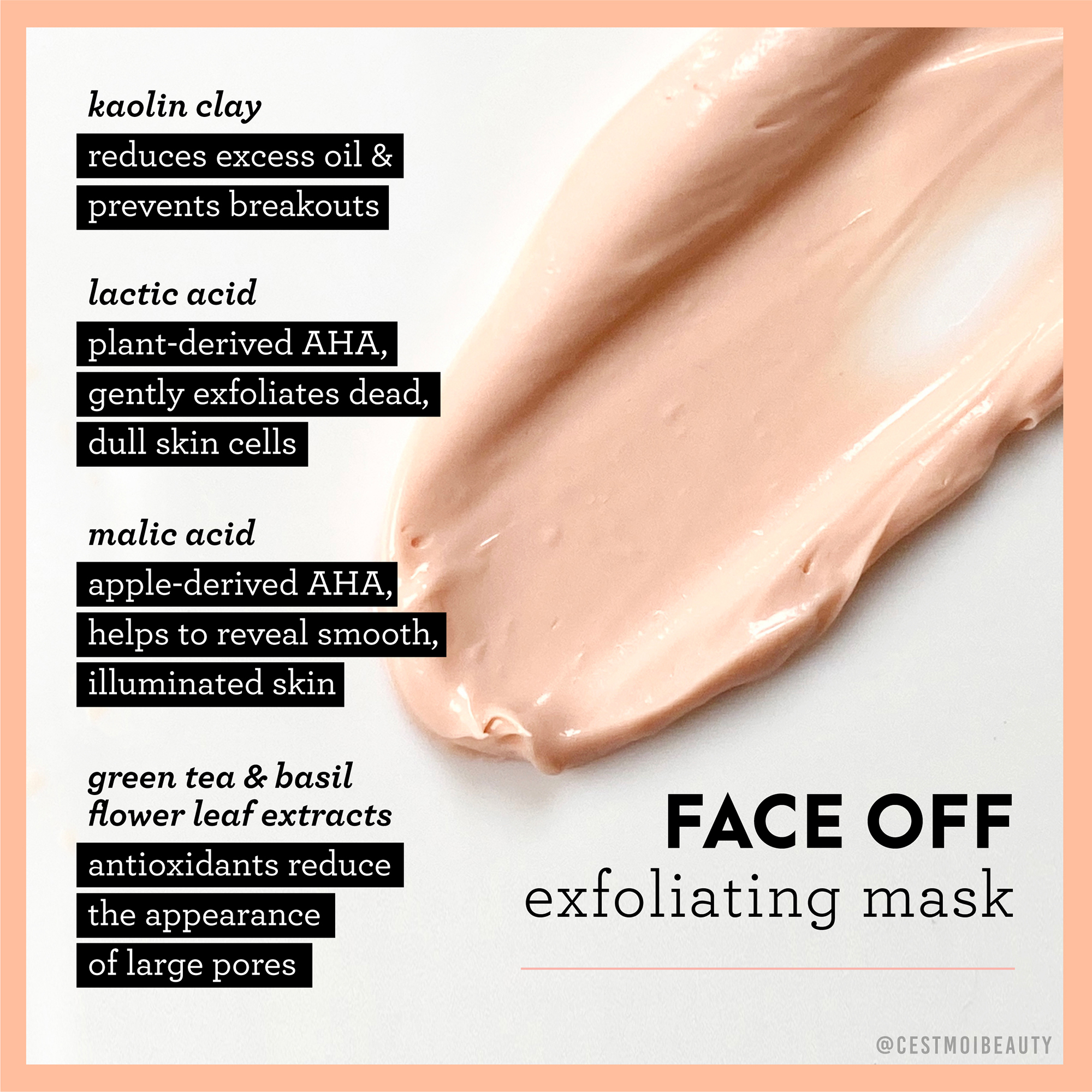 One of One by C'est Moi Face Off Exfoliating Clay Mask with Lactic Acid, 0.67 oz