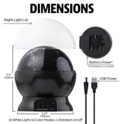 Brightside Celestial LED Projector, Multicolor Rotating Light, USB or Battery Powered