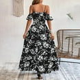 thumbnail image 3 of MORTTIC Women's Halter Floral Print Belted Long Dress with High Slit Boho Wedding Guest Beach Maxi Dress Black，XL, 3 of 4