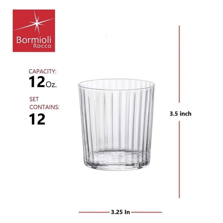 Bormioli Rocco Exclusiva | Set of 12 Negroni 12 Oz. Tumblers | Elegant  Ribbed Drinking Glasses | for Water, Juice, Beer, Cocktail, and Iced Coffee  | ...