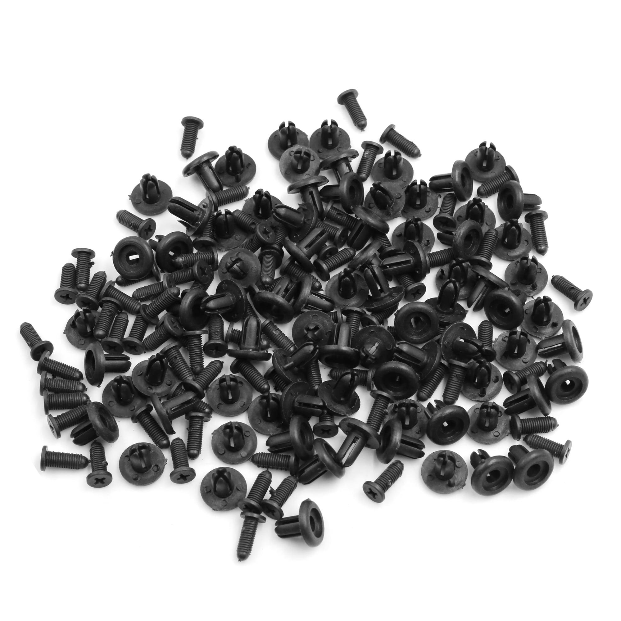 80pcs 7mm Hole Black Car Trim Push Pin Clips Bumper Fender Plastic