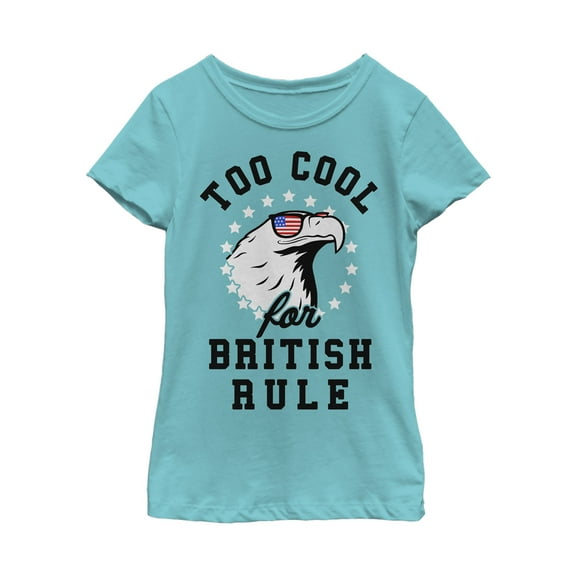 Girl's Lost Gods Fourth of July  Too Cool Eagle  Graphic Tee Tahiti Blue X Small