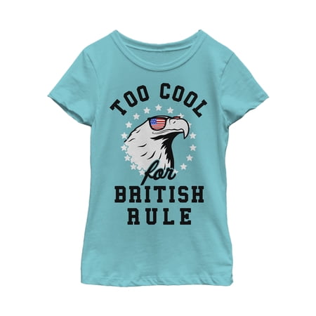 Girl s Lost Gods Fourth of July Too Cool Eagle Graphic Tee Tahiti Blue X Large