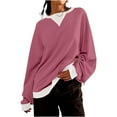 thumbnail image 2 of CKpwisy Womens Oversized Sweatshirts Trendy Color Block Long Sleeve Crewneck Pullover Shirts Loose Cozy Soft Drop Shoulder Tops 2025 Fall Clothes for Women, 2 of 6