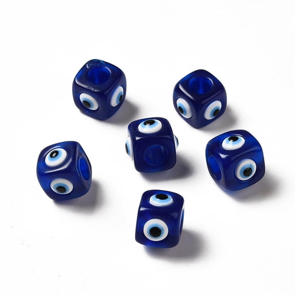 Resin European Beads Large Hole Bead Cube Medium Blue 12.5x14~14.5x14~14.5mm Hole: 6mm