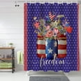 thumbnail image 2 of 4th of July Floral Vase Shower Curtain, Blue Red Shower Curtain Set with Hooks, Spring Summer Waterproof Fabric Shower Curtains for Bathroom Decor, 72x72 Inch Bath Curtain, 2 of 6