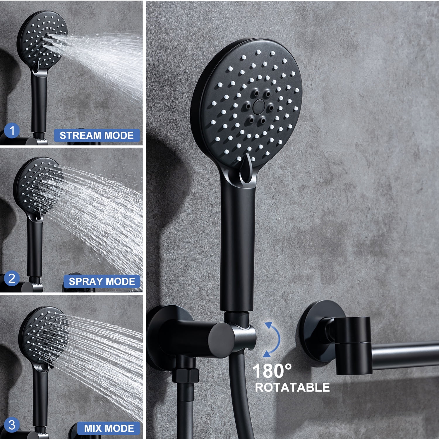 Rainlex One-Handle 1-Spray Setting Matte Black Bathtub Shower Faucet
