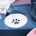 thumbnail image 3 of Cuenco doble para mascotas que evita la caída, protección del cuello, bebedero automático, juego de cuencos de agua y comida para perros y gatos, grande, azul, 3 of 4
