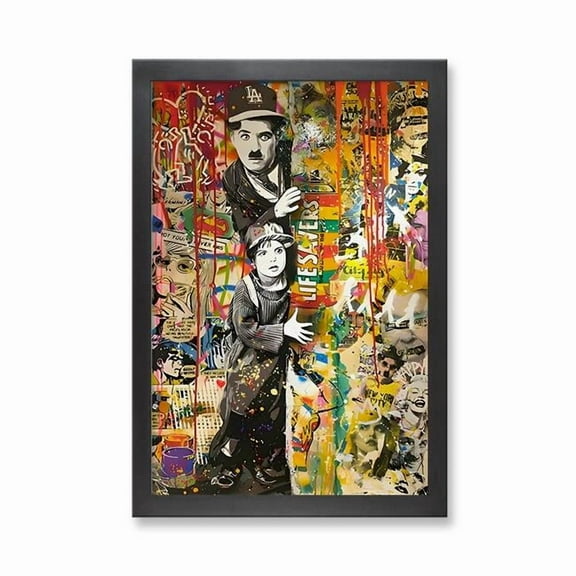 PixoBee 73250 - Framed Print 'Charlie Chaplin'  (Size 24x34")