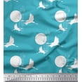 thumbnail image 1 of Soimoi Crepe Silk Fabric Bamboo Tree,Moon & Stork Bird Printed Fabric 1 Yard 42 Inch Wide, 1 of 1