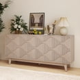 thumbnail image 3 of Bohemian Sideboard with Solid Wood Legs ,Buffet Cabinet with Painted Door Panel- Accent Cabinet for Dining Room, Living Room, or Hallway,Natural, 3 of 11