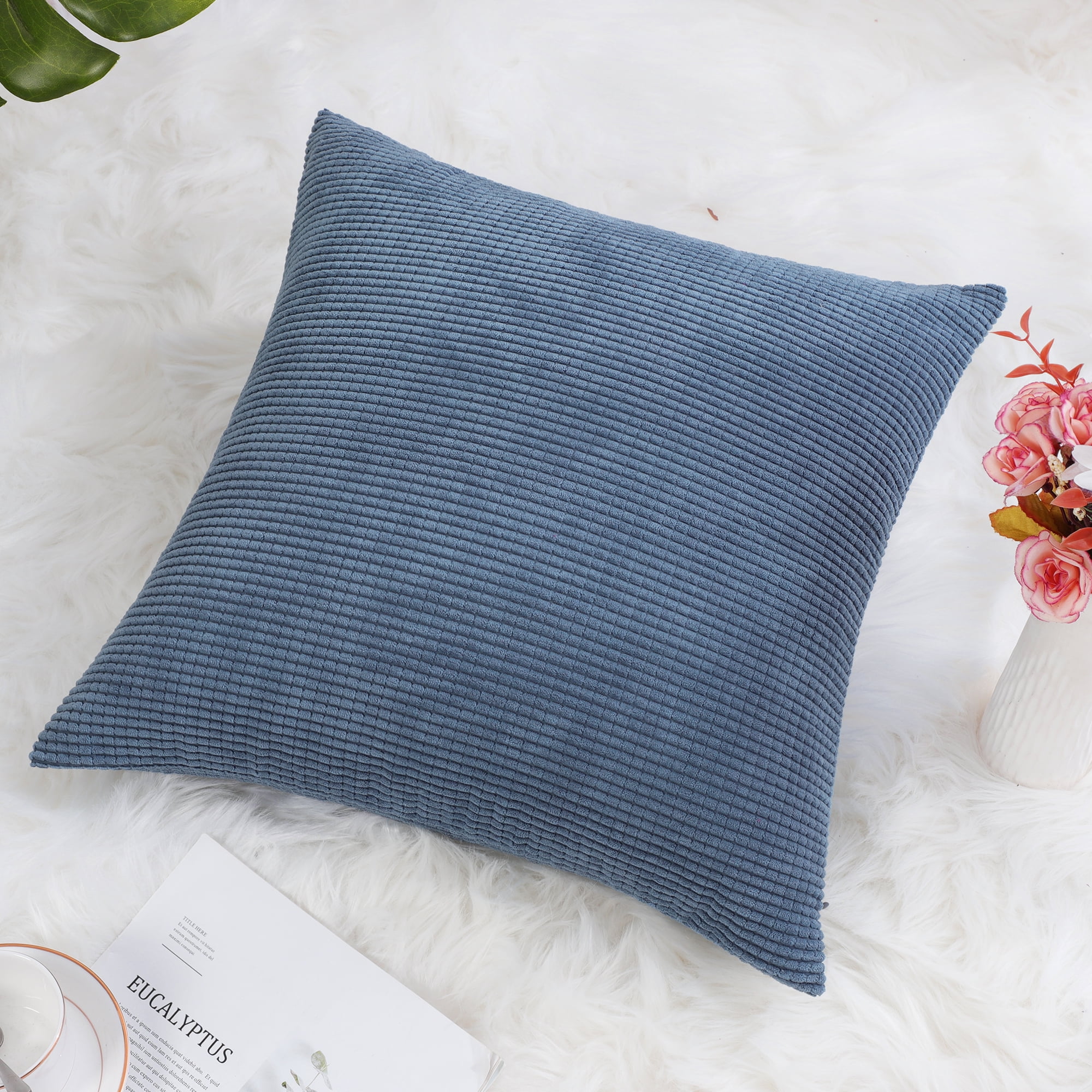 REGALWOVEN Velvet Square Decorative Throw Pillow Cover, 26"x26", Navy