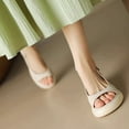 thumbnail image 5 of KEGIRLOM Women's Fashionable Casual Versatile Light And Comfortable Open-Toe Summer Trendy Thick-Heeled Thick-Soled Sandals Beige 7, 5 of 6
