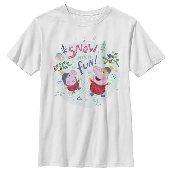 Boy's Peppa Pig Christmas Snow Much Fun Graphic T-Shirt