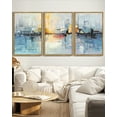 thumbnail image 6 of SHENIFY Large 24x36in3pcs Natural Framed Abstract Wall Art Blue Gray Yellow Modern Minimalist Painting Decor Graffiti Artwork, 6 of 6