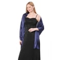 thumbnail image 3 of Hanerdun Womens Satin Shawl Wraps Wedding Party Scarf Soft Scarves for Bridal Evening Dresses Navy Blue, 3 of 5