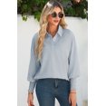 thumbnail image 3 of ZhiHiMeRi Women's Gray Pinstripe Blouse – Smocked Cuff Office Shirt 2XL, 3 of 12
